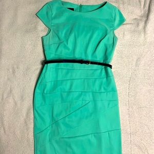 AB Studio Mint Green Sheath Dress w/Belt. Sz 6.